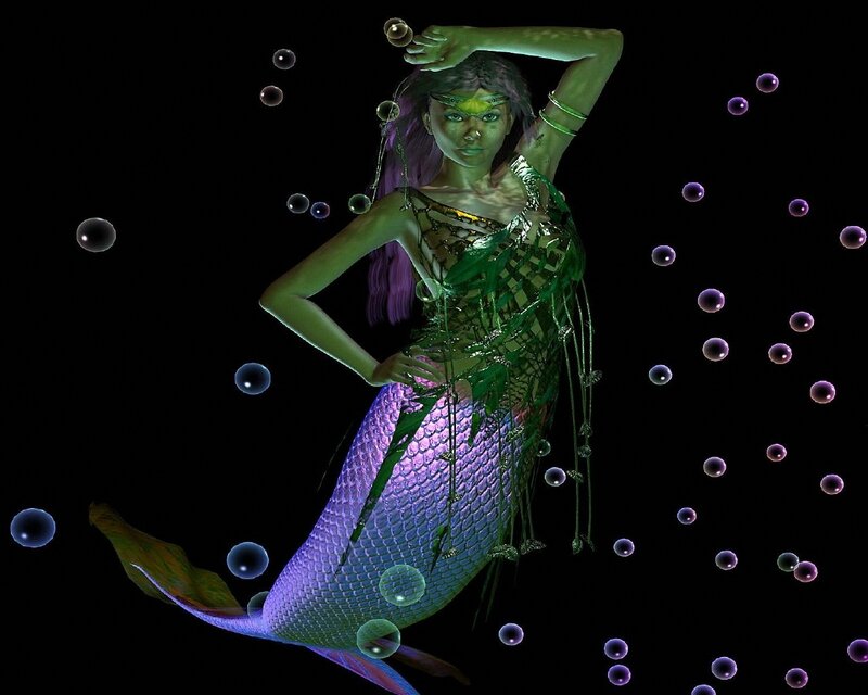 mermaid with purple tail