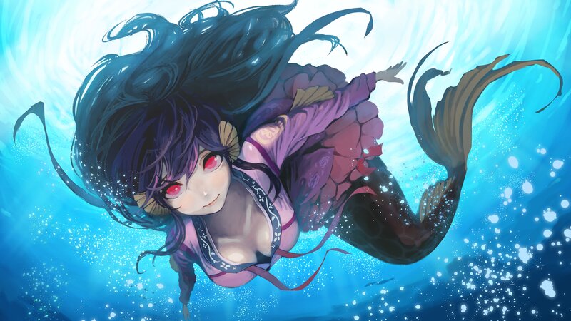 Mermaid with Red Eyes — Blue