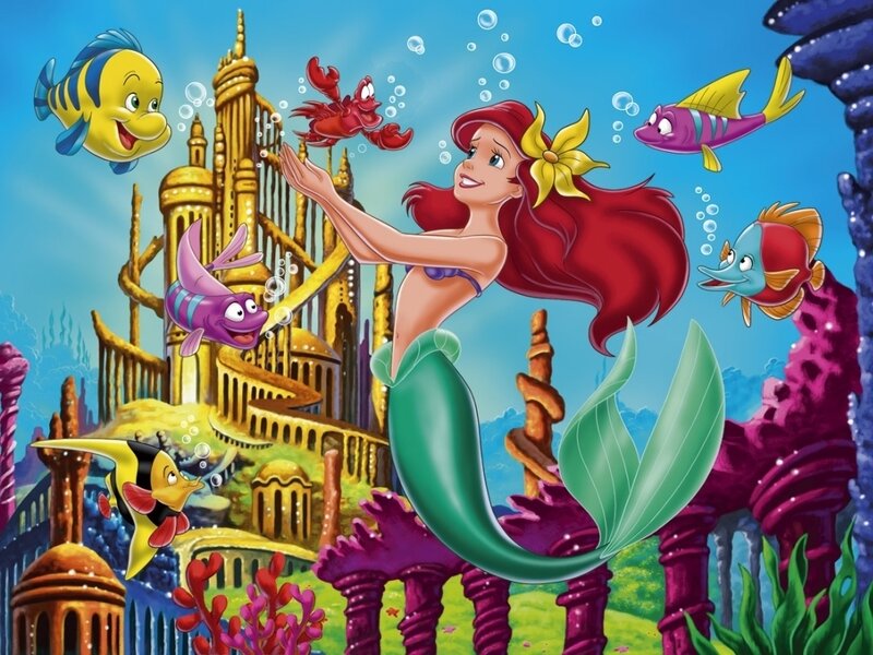 Mermaid with Red Hair — Blue, Playful