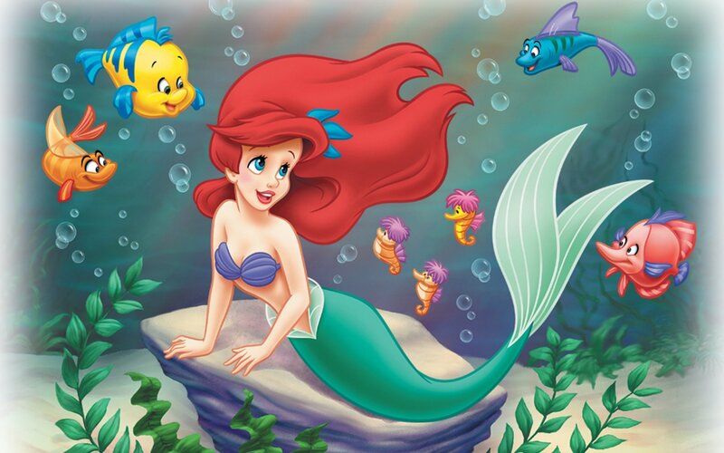 Mermaid with Red Hair — Playful, Illustration, Fish, Seahorses
