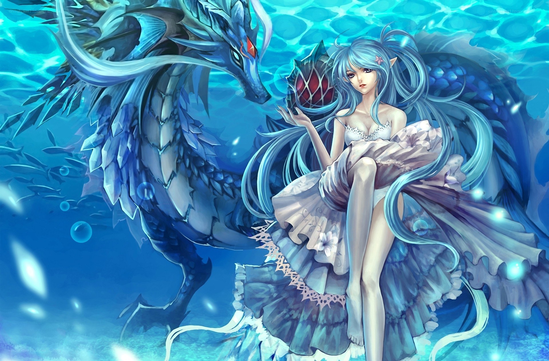 mermaid with sea dragon