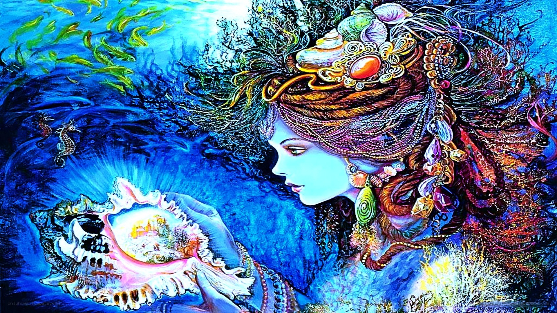 mermaid with seashell