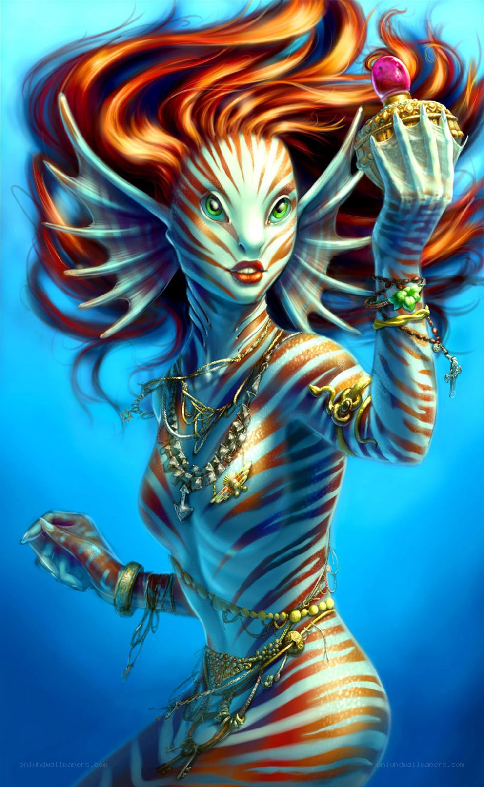 mermaid with striped skin