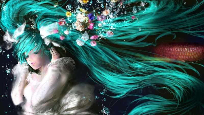 mermaid with turquoise hair