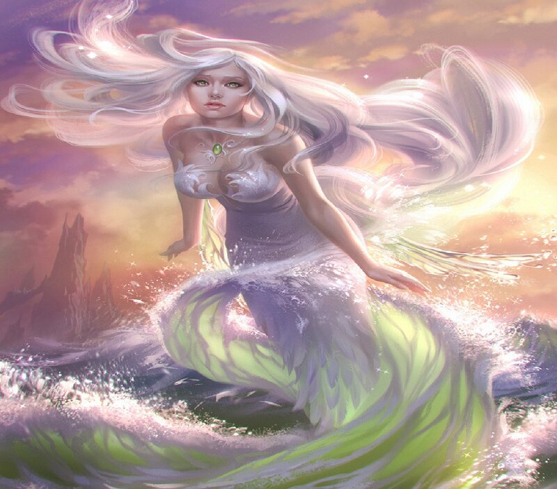 Mermaid with White Hair — Purple