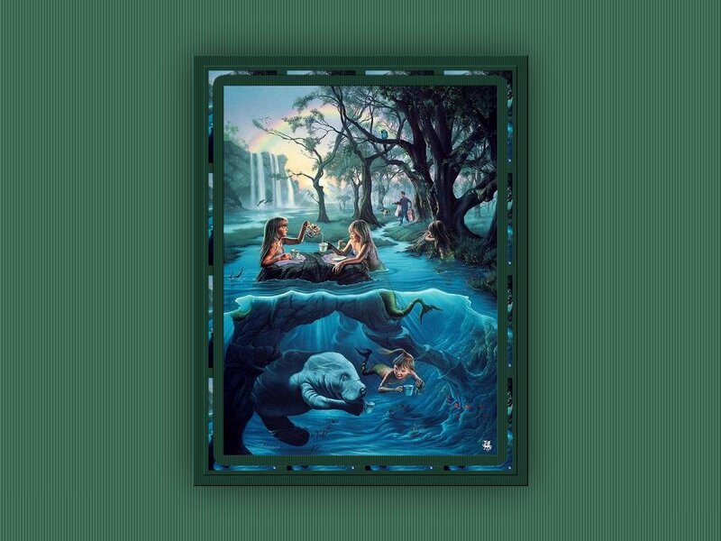 Mermaids Having Tea Party — Blue