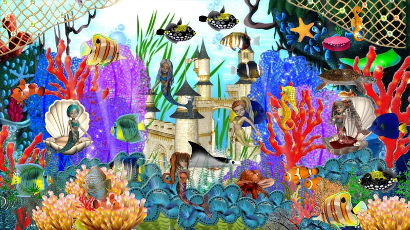Mermaids in Underwater Kingdom — Blue