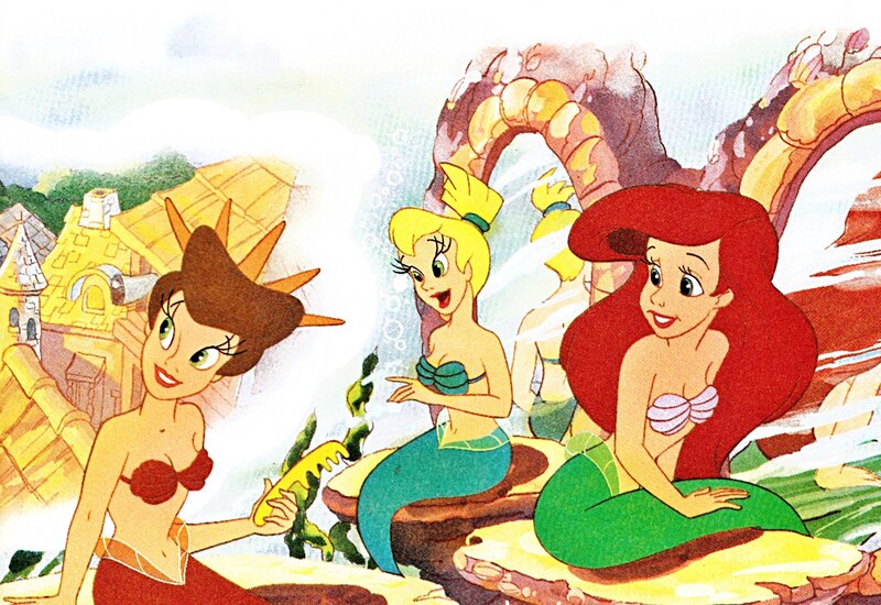 Mermaids in Underwater Scene — Red