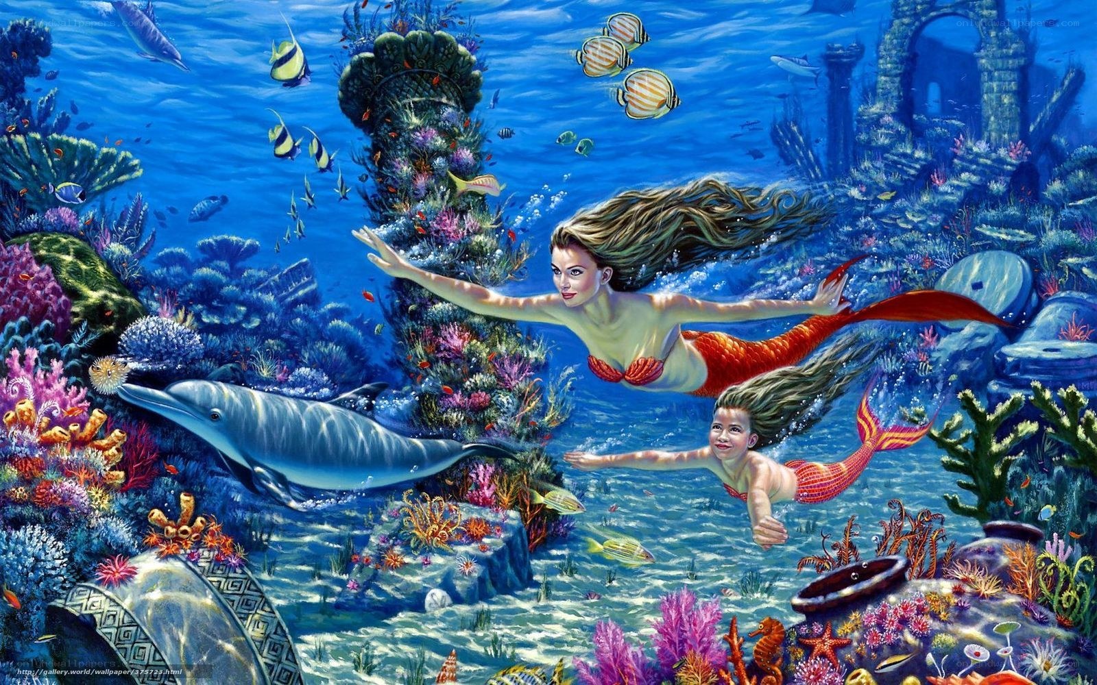 mermaids swimming with dolphins