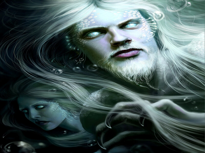 Merman and Mermaid Underwater