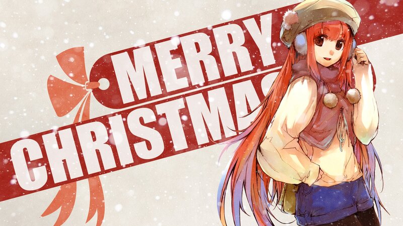 Merry Christmas anime girl