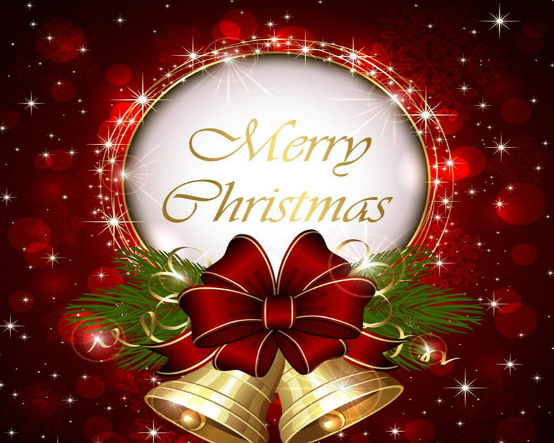 Merry Christmas Card — Red, Festive, Winter, Digital Art