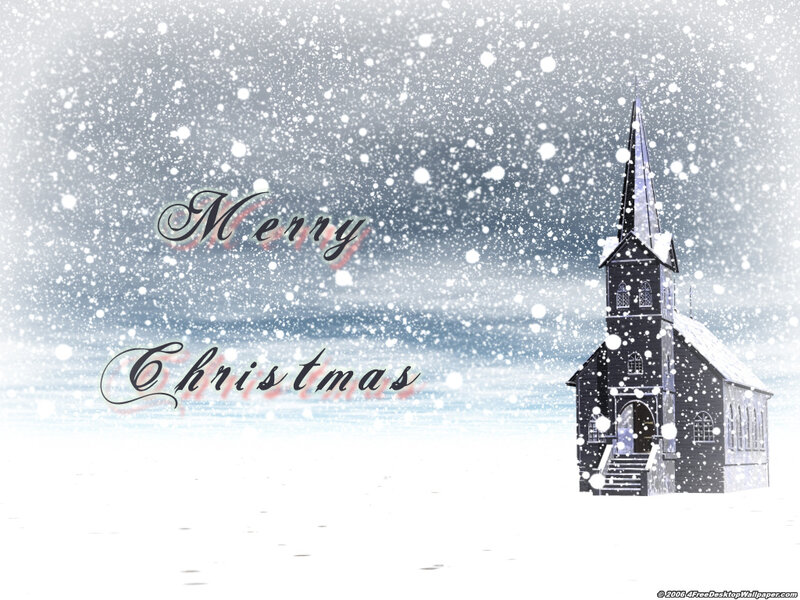 Merry Christmas church scene