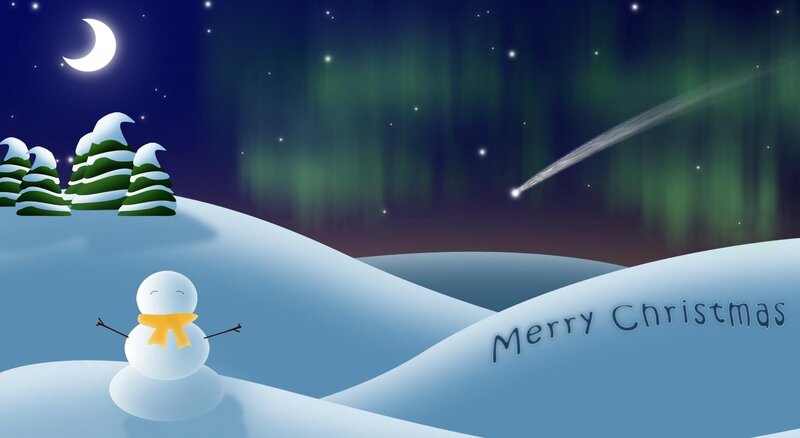 Merry Christmas snow scene