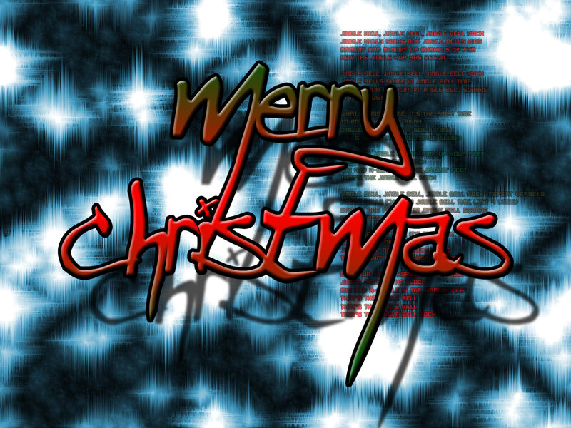 Merry Christmas Text — Blue, Festive