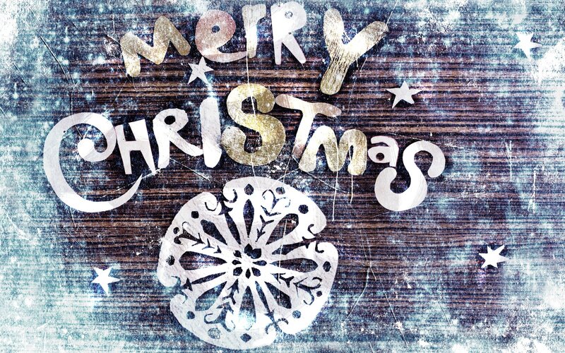 Merry Christmas Text — Blue, Festive, Winter, Illustration