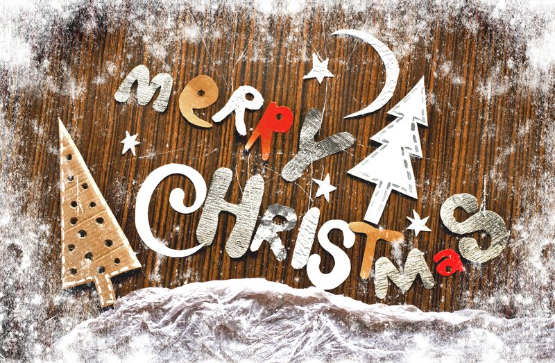 Merry Christmas Text — Brown, Festive