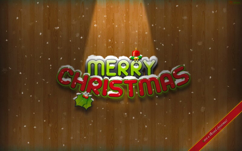 Merry Christmas Text — Brown, Festive, Winter, Digital Art, Snowflakes