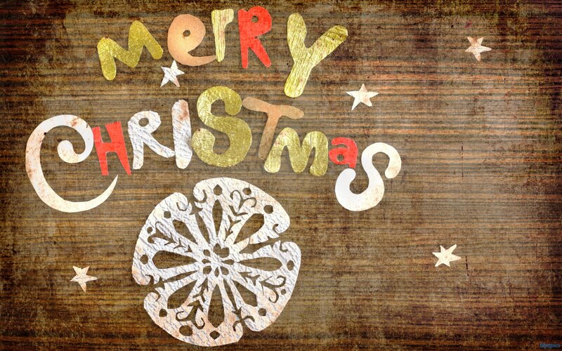 Merry Christmas Text — Brown, Festive, Winter, Illustration