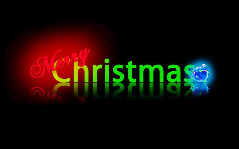 Merry Christmas Text — Red, Festive, Night