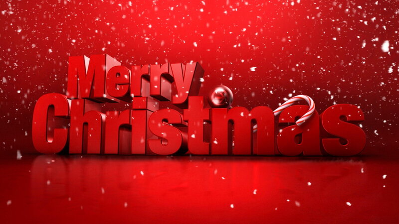 Merry Christmas Text — Red, Festive, Winter, 3d Render