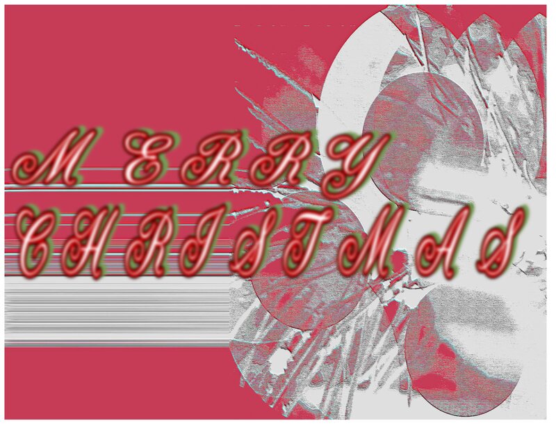 Merry Christmas Text — Red, Festive, Winter, Digital Art, Bell