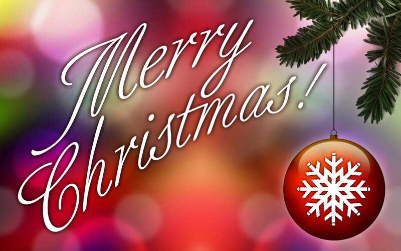Merry Christmas Text — Red, Festive, Winter, Digital Art, Snowflake Ornament, Pine Branch