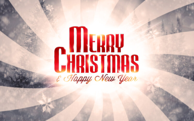 Merry Christmas Text — Red, Festive, Winter, Digital Art