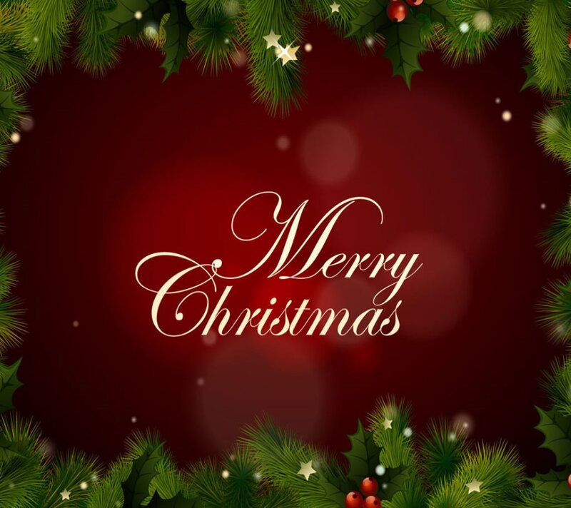 Merry Christmas Text — Red, Festive, Winter, Illustration