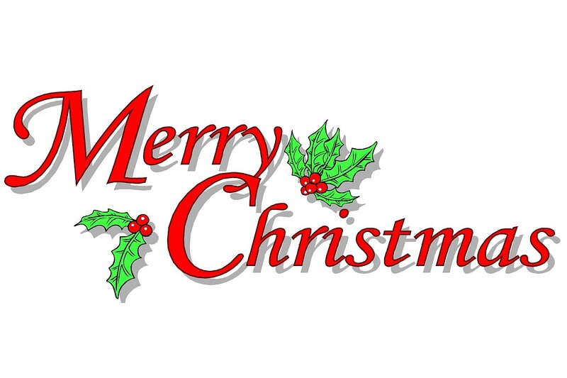 Merry Christmas Text — Red, Festive, Winter, Vector Art, Holly