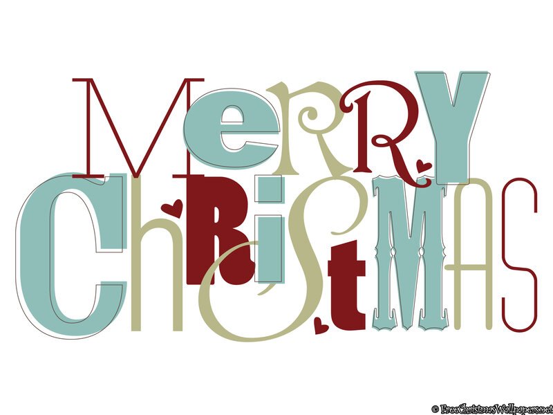Merry Christmas Text — Red, Festive, Winter, Vector Art