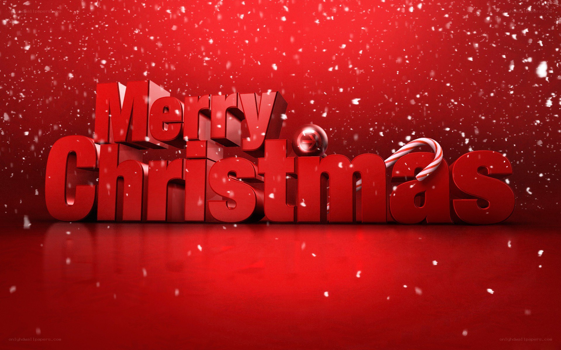 Merry Christmas text with snow