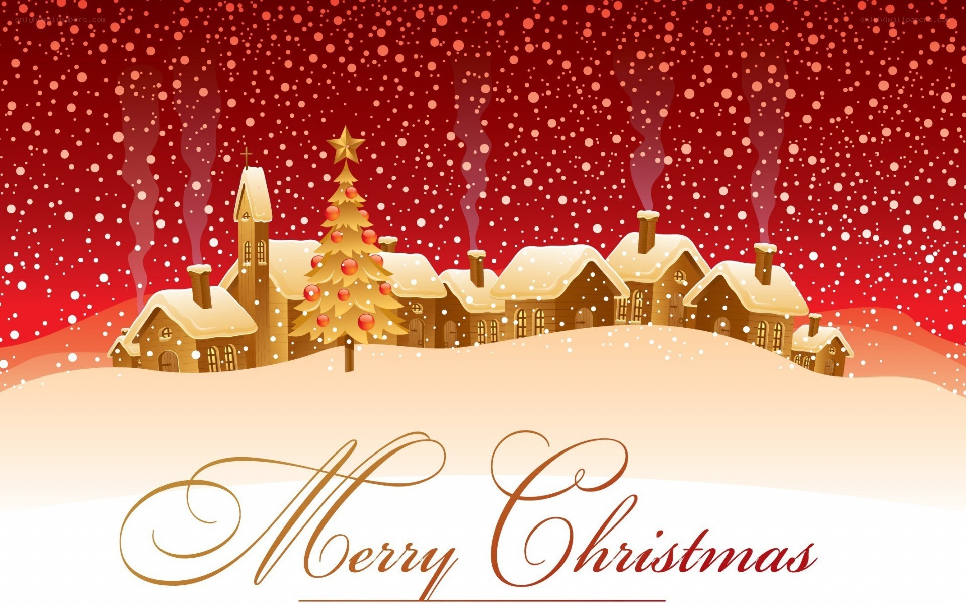 Merry Christmas village scene