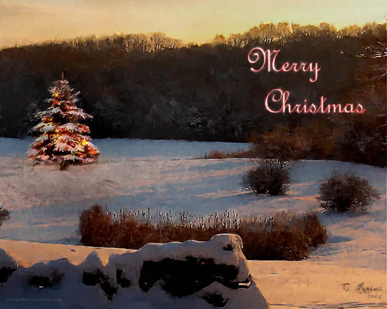 Merry Christmas winter scene