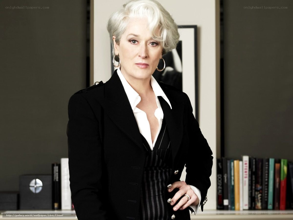 Meryl Streep in a black suit
