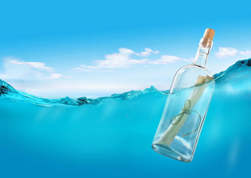 Message in a Bottle — Blue, Serene, Afternoon, Photograph