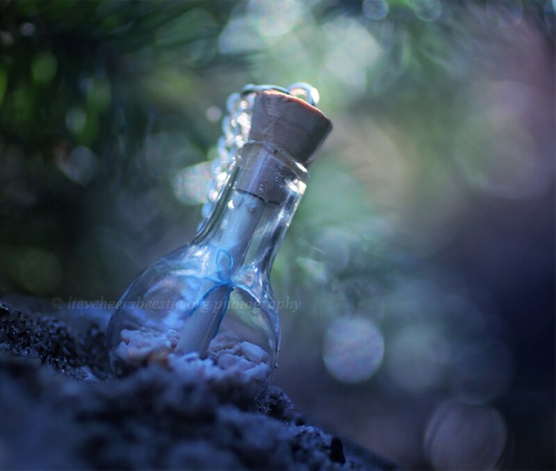 Message in a Bottle — Blue, Serene, Photograph