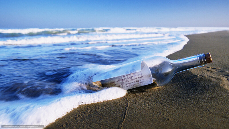 Message in a bottle on beach