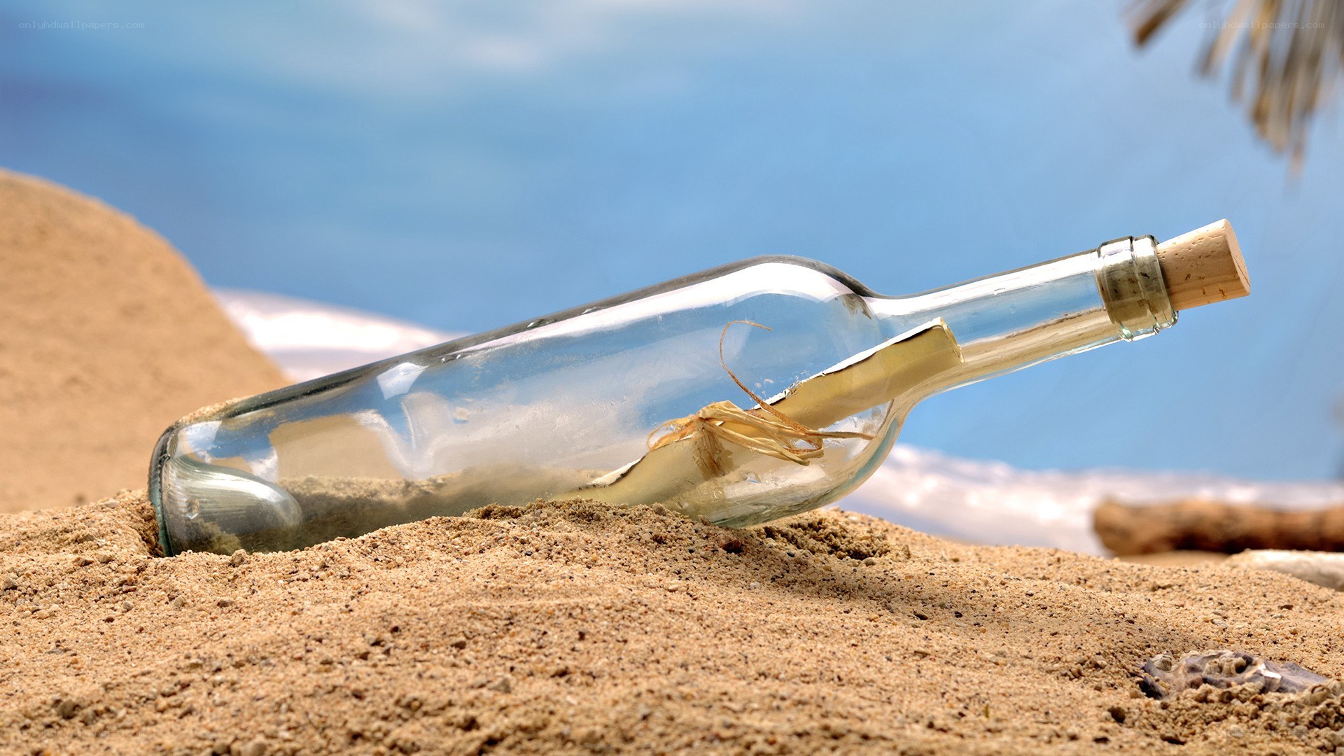 message in a bottle on beach