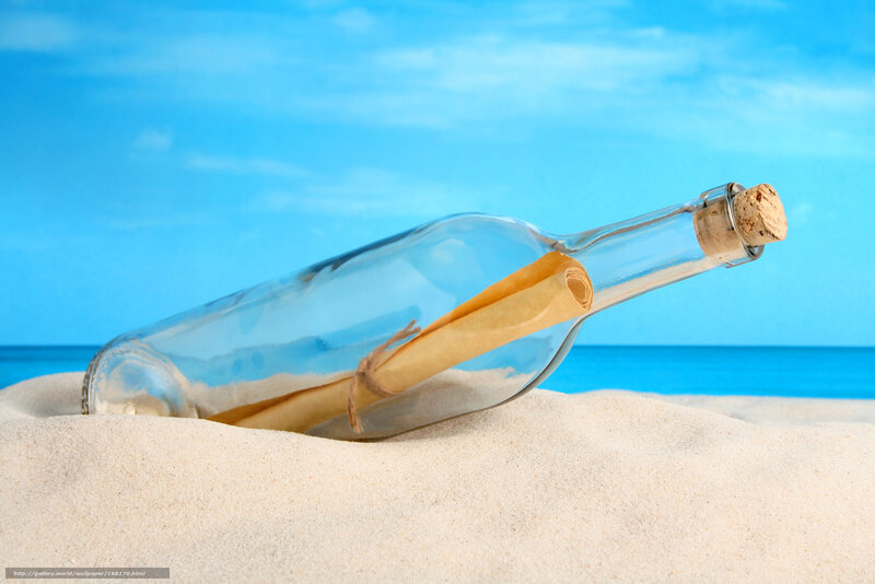 message in a bottle on beach