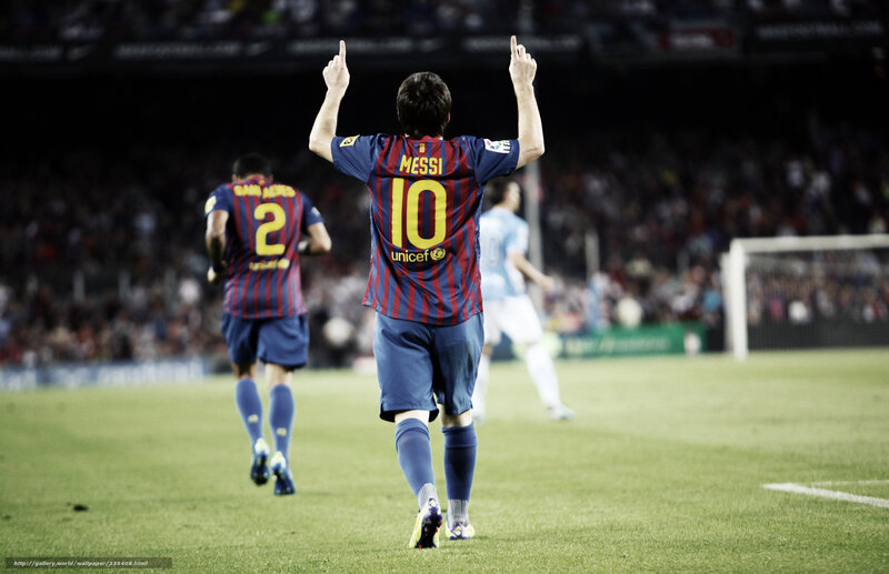 Messi celebrates on the field