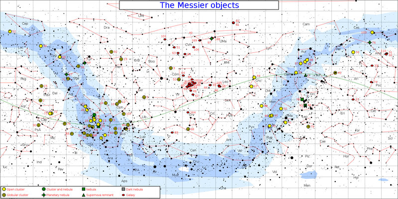 Messier objects star map