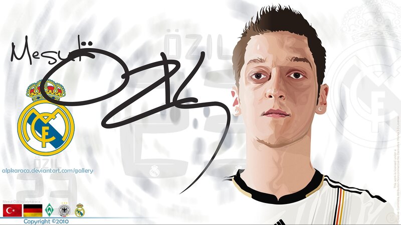 Mesut Özil portrait with signature