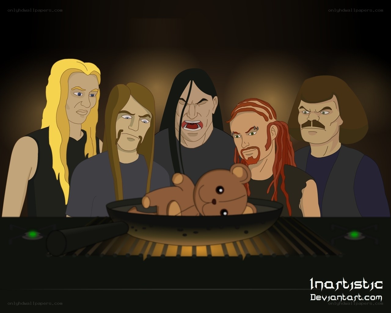 Metal band cooking teddy bear