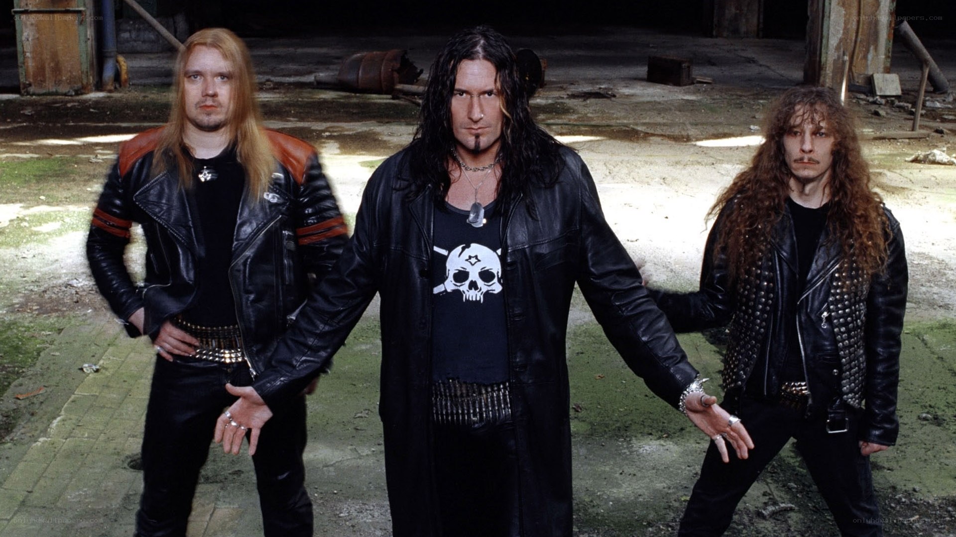 metal band in leather jackets