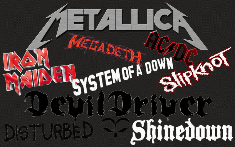 metal band logos collage