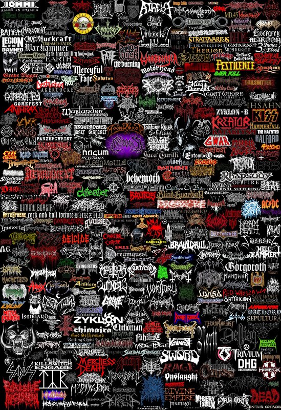 Metal band logos collage