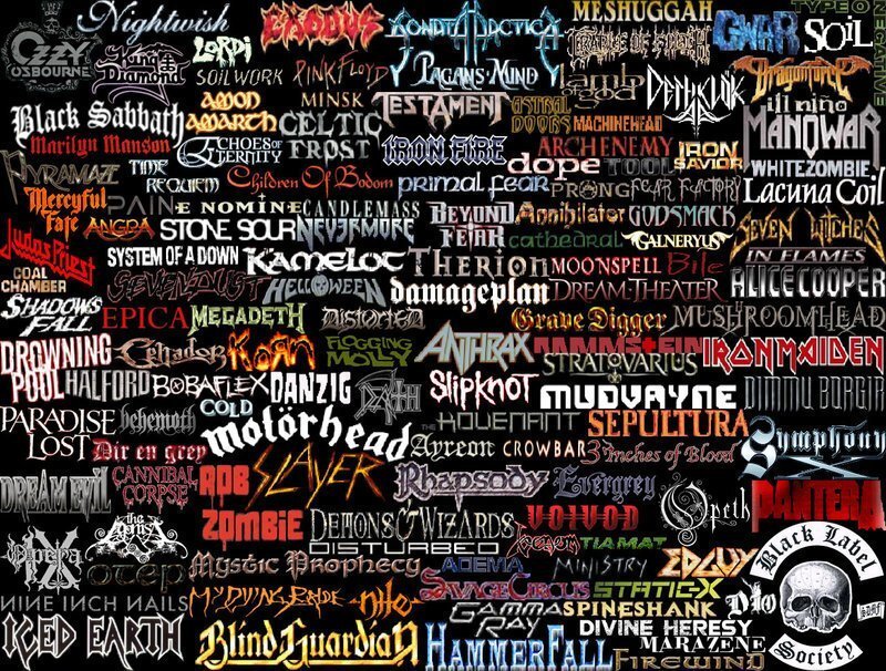 Metal band logos collage