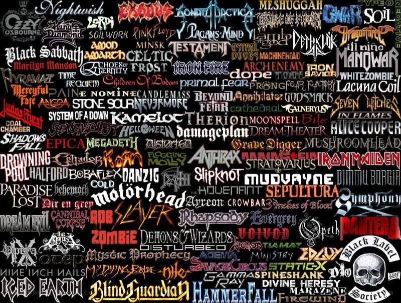 Metal band logos collage