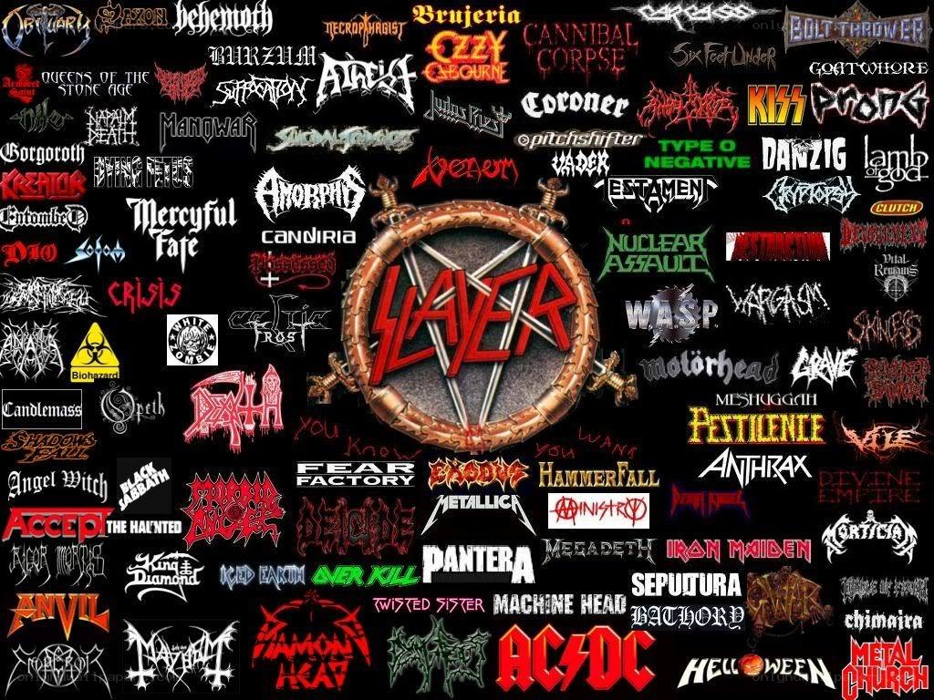 metal band logos collage